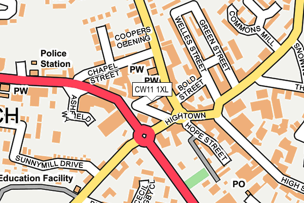 CW11 1XL map - OS OpenMap – Local (Ordnance Survey) CW11 1XL map - OS OpenMap – Local (Ordnance Survey)