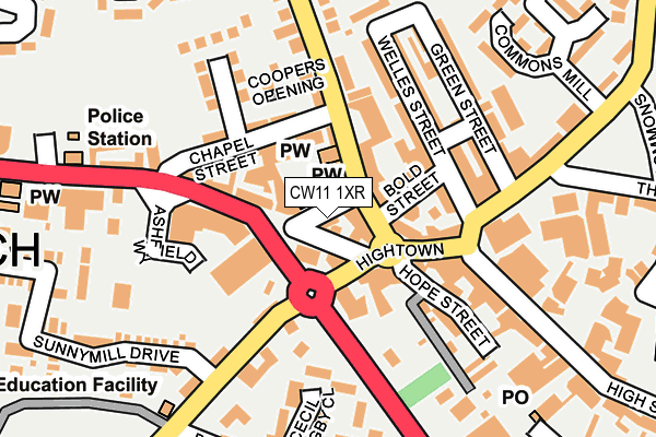 CW11 1XR map - OS OpenMap – Local (Ordnance Survey) CW11 1XR map - OS OpenMap – Local (Ordnance Survey)