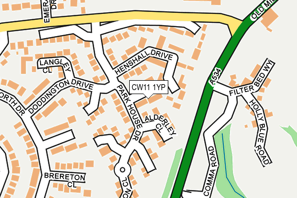 CW11 1YP map - OS OpenMap – Local (Ordnance Survey)