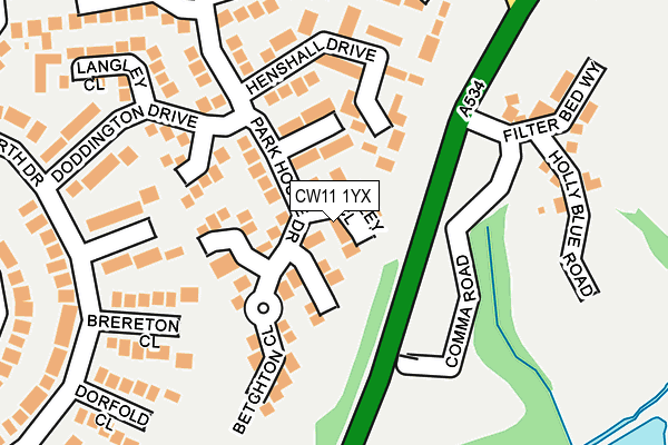 CW11 1YX map - OS OpenMap – Local (Ordnance Survey)