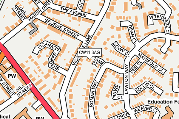 CW11 3AG map - OS OpenMap – Local (Ordnance Survey) CW11 3AG map - OS OpenMap – Local (Ordnance Survey)