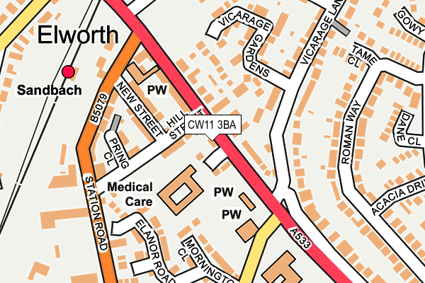 CW11 3BA map - OS OpenMap – Local (Ordnance Survey) CW11 3BA map - OS OpenMap – Local (Ordnance Survey)