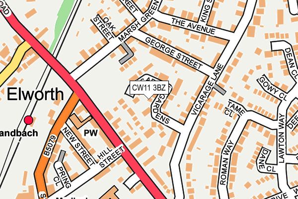 CW11 3BZ map - OS OpenMap – Local (Ordnance Survey)
