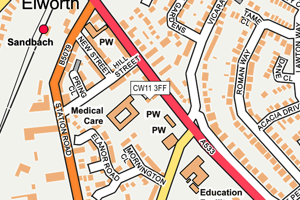 CW11 3FF map - OS OpenMap – Local (Ordnance Survey) CW11 3FF map - OS OpenMap – Local (Ordnance Survey)