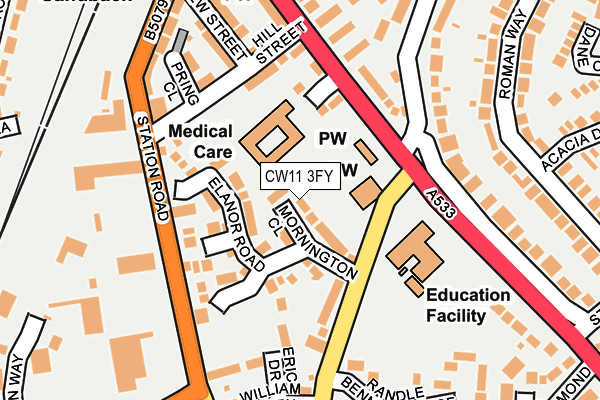 CW11 3FY map - OS OpenMap – Local (Ordnance Survey) CW11 3FY map - OS OpenMap – Local (Ordnance Survey)