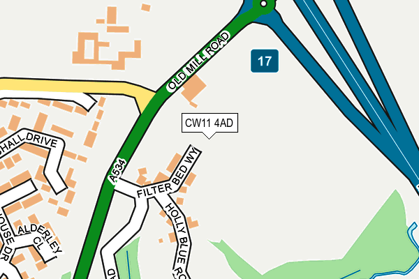 CW11 4AD map - OS OpenMap – Local (Ordnance Survey) CW11 4AD map - OS OpenMap – Local (Ordnance Survey)