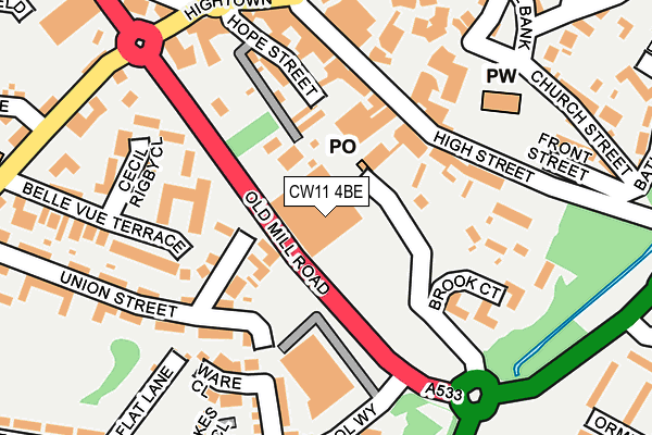 CW11 4BE map - OS OpenMap – Local (Ordnance Survey) CW11 4BE map - OS OpenMap – Local (Ordnance Survey)