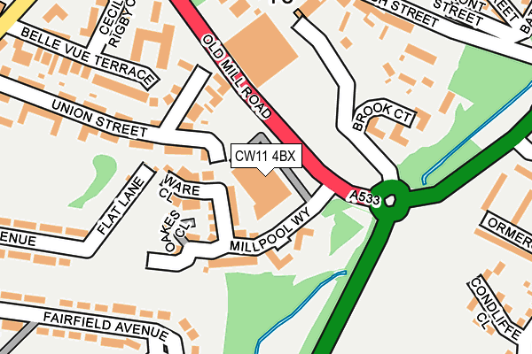 CW11 4BX map - OS OpenMap – Local (Ordnance Survey) CW11 4BX map - OS OpenMap – Local (Ordnance Survey)