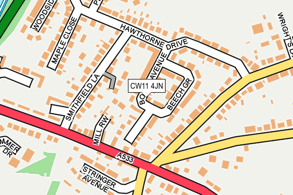 CW11 4JN map - OS OpenMap – Local (Ordnance Survey)