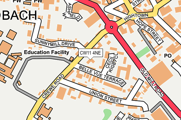 CW11 4NE map - OS OpenMap – Local (Ordnance Survey)