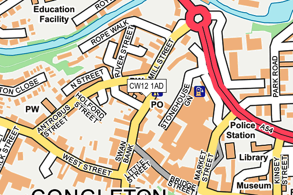 CW12 1AD map - OS OpenMap – Local (Ordnance Survey) CW12 1AD map - OS OpenMap – Local (Ordnance Survey)