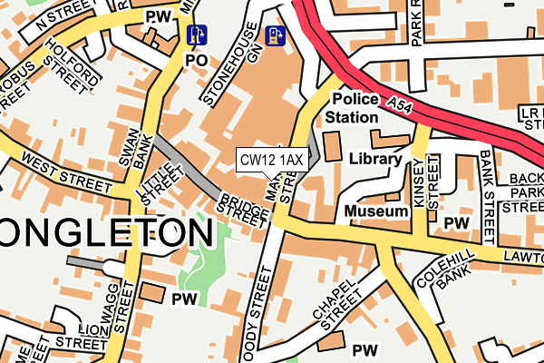 CW12 1AX map - OS OpenMap – Local (Ordnance Survey) CW12 1AX map - OS OpenMap – Local (Ordnance Survey)