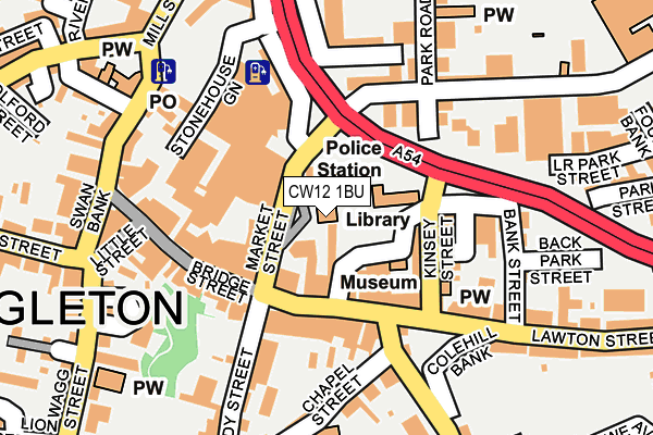 CW12 1BU map - OS OpenMap – Local (Ordnance Survey) CW12 1BU map - OS OpenMap – Local (Ordnance Survey)