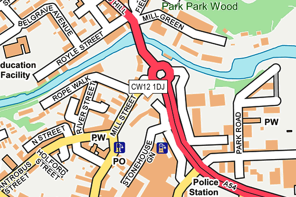 CW12 1DJ map - OS OpenMap – Local (Ordnance Survey) CW12 1DJ map - OS OpenMap – Local (Ordnance Survey)