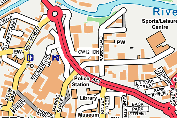 CW12 1DN map - OS OpenMap – Local (Ordnance Survey) CW12 1DN map - OS OpenMap – Local (Ordnance Survey)