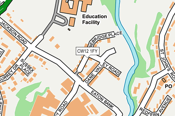 CW12 1FY map - OS OpenMap – Local (Ordnance Survey) CW12 1FY map - OS OpenMap – Local (Ordnance Survey)