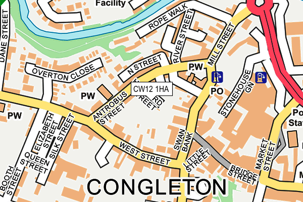 CW12 1HA map - OS OpenMap – Local (Ordnance Survey) CW12 1HA map - OS OpenMap – Local (Ordnance Survey)