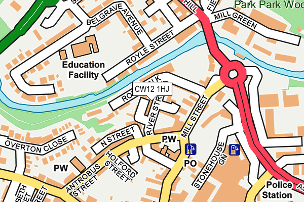 CW12 1HJ map - OS OpenMap – Local (Ordnance Survey) CW12 1HJ map - OS OpenMap – Local (Ordnance Survey)