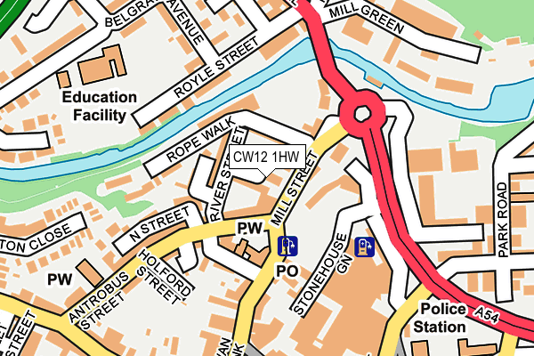 CW12 1HW map - OS OpenMap – Local (Ordnance Survey) CW12 1HW map - OS OpenMap – Local (Ordnance Survey)