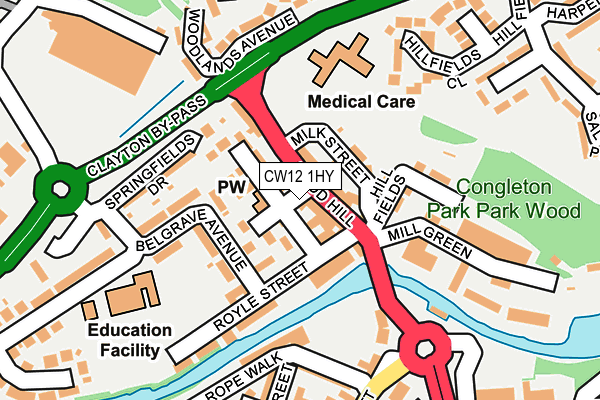 CW12 1HY map - OS OpenMap – Local (Ordnance Survey) CW12 1HY map - OS OpenMap – Local (Ordnance Survey)