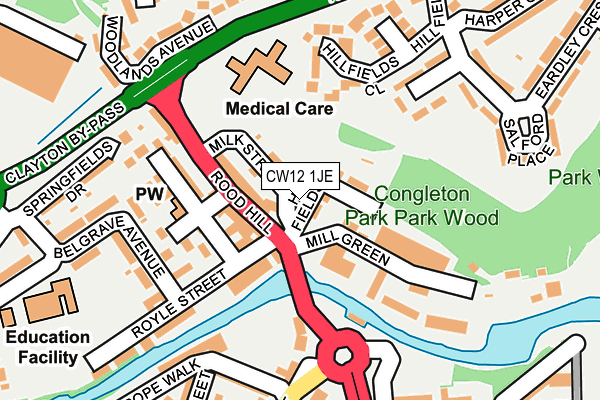 CW12 1JE map - OS OpenMap – Local (Ordnance Survey)