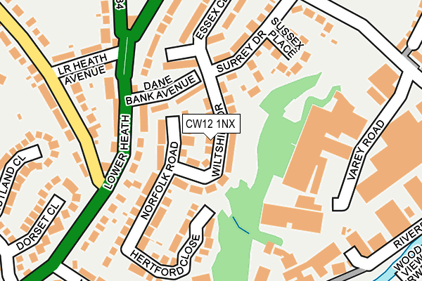 CW12 1NX map - OS OpenMap – Local (Ordnance Survey) CW12 1NX map - OS OpenMap – Local (Ordnance Survey)