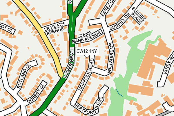 CW12 1NY map - OS OpenMap – Local (Ordnance Survey) CW12 1NY map - OS OpenMap – Local (Ordnance Survey)