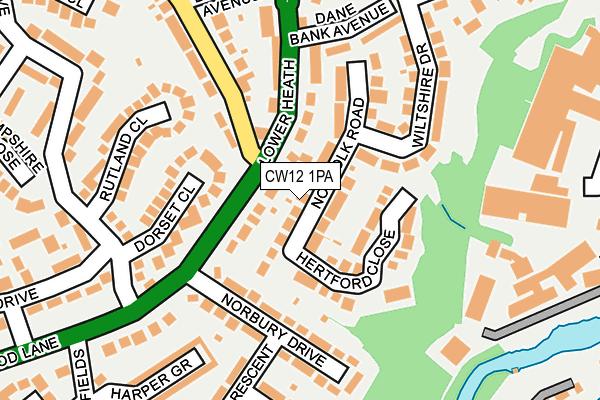 CW12 1PA map - OS OpenMap – Local (Ordnance Survey) CW12 1PA map - OS OpenMap – Local (Ordnance Survey)