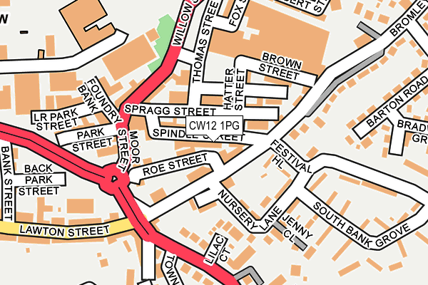 CW12 1PG map - OS OpenMap – Local (Ordnance Survey) CW12 1PG map - OS OpenMap – Local (Ordnance Survey)