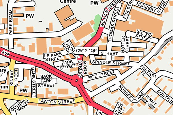 CW12 1QP map - OS OpenMap – Local (Ordnance Survey) CW12 1QP map - OS OpenMap – Local (Ordnance Survey)