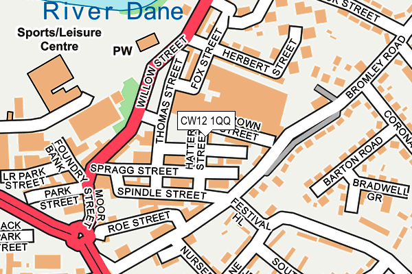 CW12 1QQ map - OS OpenMap – Local (Ordnance Survey) CW12 1QQ map - OS OpenMap – Local (Ordnance Survey)