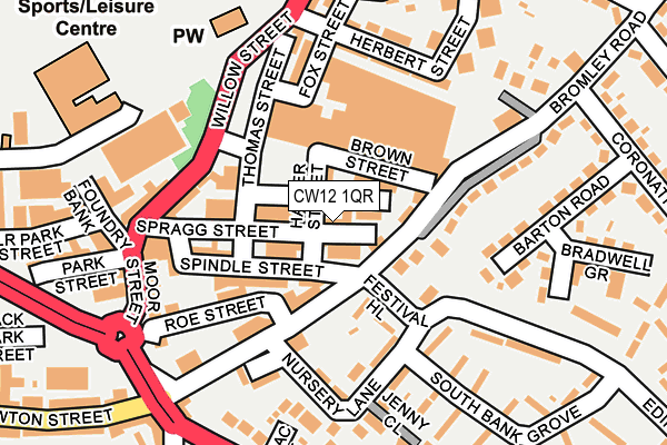 CW12 1QR map - OS OpenMap – Local (Ordnance Survey) CW12 1QR map - OS OpenMap – Local (Ordnance Survey)
