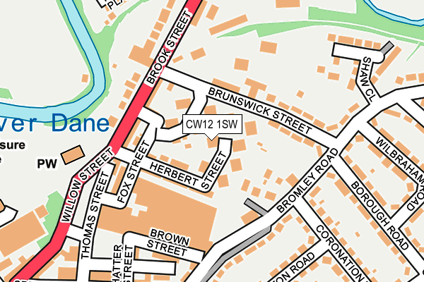 CW12 1SW map - OS OpenMap – Local (Ordnance Survey) CW12 1SW map - OS OpenMap – Local (Ordnance Survey)