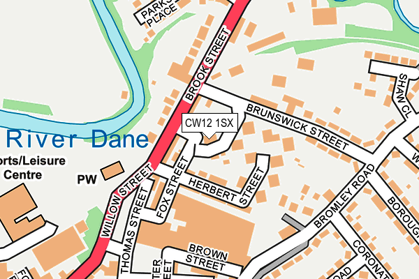 CW12 1SX map - OS OpenMap – Local (Ordnance Survey) CW12 1SX map - OS OpenMap – Local (Ordnance Survey)