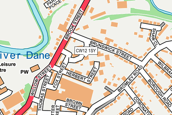 CW12 1SY map - OS OpenMap – Local (Ordnance Survey) CW12 1SY map - OS OpenMap – Local (Ordnance Survey)