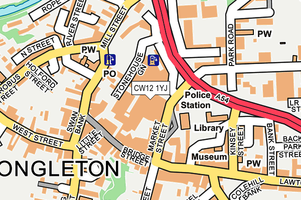 CW12 1YJ map - OS OpenMap – Local (Ordnance Survey) CW12 1YJ map - OS OpenMap – Local (Ordnance Survey)