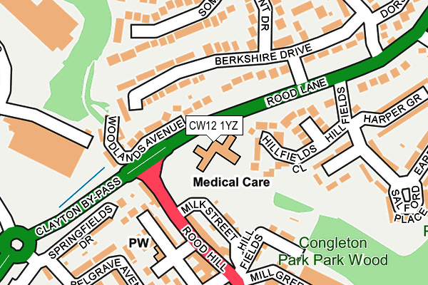 CW12 1YZ map - OS OpenMap – Local (Ordnance Survey) CW12 1YZ map - OS OpenMap – Local (Ordnance Survey)