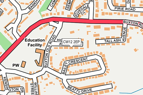 CW12 2EP map - OS OpenMap – Local (Ordnance Survey) CW12 2EP map - OS OpenMap – Local (Ordnance Survey)