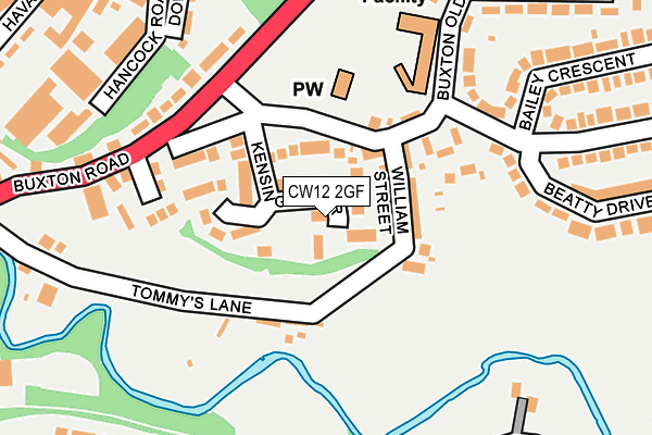 CW12 2GF map - OS OpenMap – Local (Ordnance Survey) CW12 2GF map - OS OpenMap – Local (Ordnance Survey)