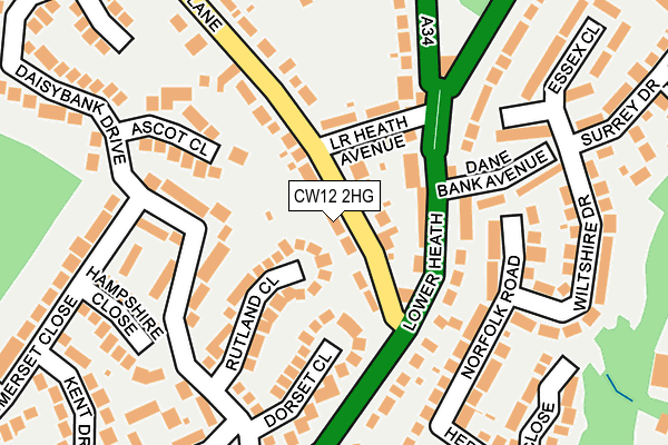 CW12 2HG map - OS OpenMap – Local (Ordnance Survey) CW12 2HG map - OS OpenMap – Local (Ordnance Survey)
