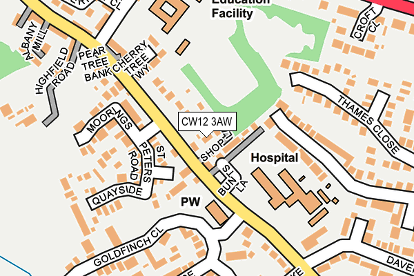 CW12 3AW map - OS OpenMap – Local (Ordnance Survey) CW12 3AW map - OS OpenMap – Local (Ordnance Survey)