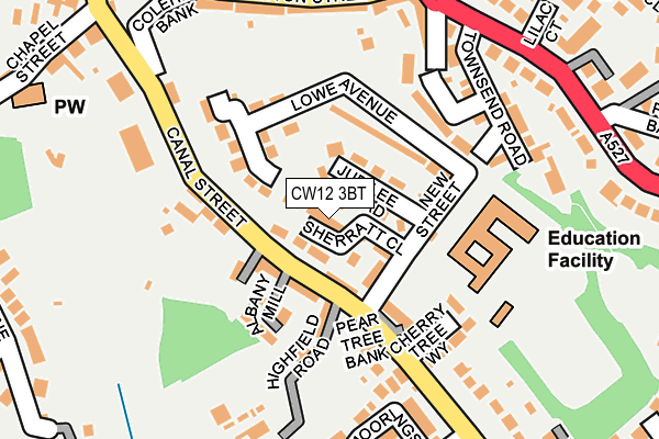 CW12 3BT map - OS OpenMap – Local (Ordnance Survey) CW12 3BT map - OS OpenMap – Local (Ordnance Survey)