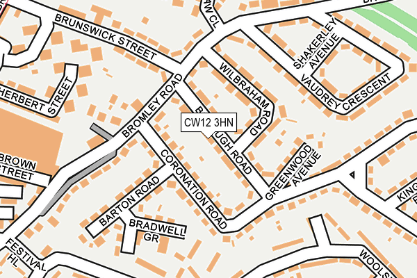 CW12 3HN map - OS OpenMap – Local (Ordnance Survey) CW12 3HN map - OS OpenMap – Local (Ordnance Survey)