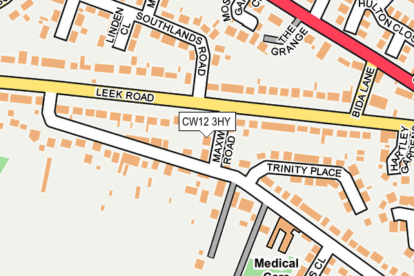 CW12 3HY map - OS OpenMap – Local (Ordnance Survey) CW12 3HY map - OS OpenMap – Local (Ordnance Survey)