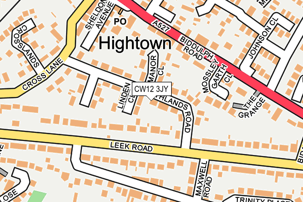 CW12 3JY map - OS OpenMap – Local (Ordnance Survey) CW12 3JY map - OS OpenMap – Local (Ordnance Survey)