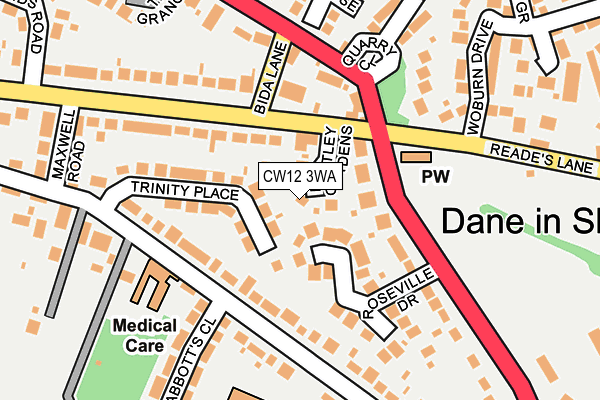 CW12 3WA map - OS OpenMap – Local (Ordnance Survey) CW12 3WA map - OS OpenMap – Local (Ordnance Survey)
