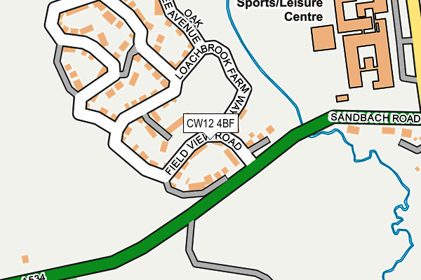 CW12 4BF map - OS OpenMap – Local (Ordnance Survey) CW12 4BF map - OS OpenMap – Local (Ordnance Survey)