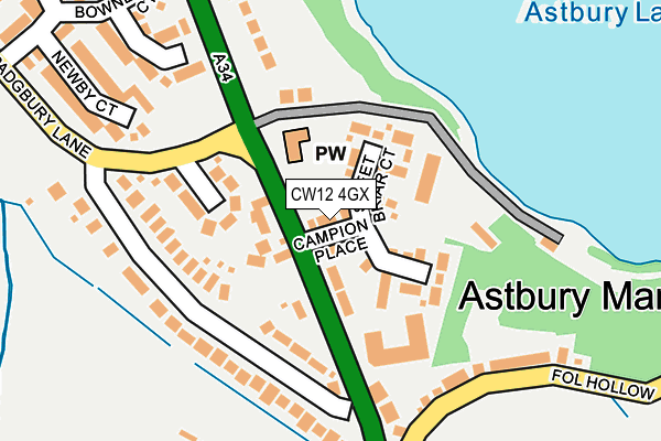 CW12 4GX map - OS OpenMap – Local (Ordnance Survey) CW12 4GX map - OS OpenMap – Local (Ordnance Survey)