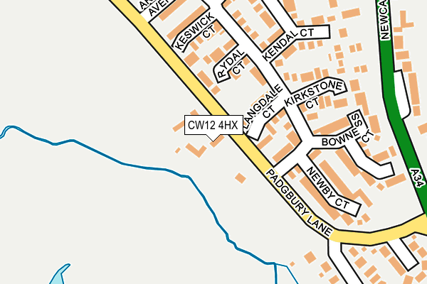 CW12 4HX map - OS OpenMap – Local (Ordnance Survey) CW12 4HX map - OS OpenMap – Local (Ordnance Survey)