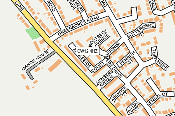 CW12 4HZ map - OS OpenMap – Local (Ordnance Survey) CW12 4HZ map - OS OpenMap – Local (Ordnance Survey)